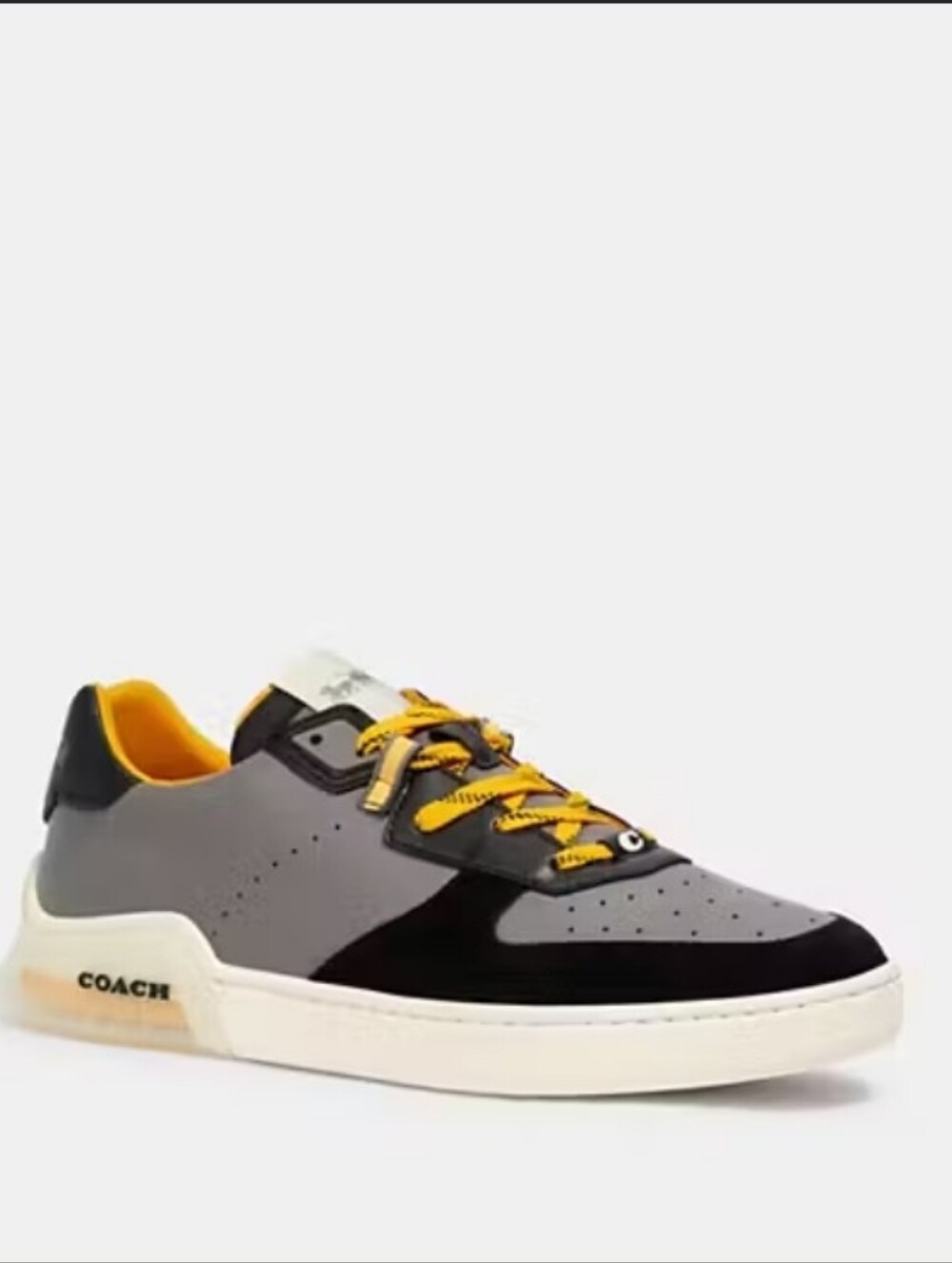 Coach Citysole Court Grey, Black Yellow Men's Low-Top Sneaker Leather Suede 10D